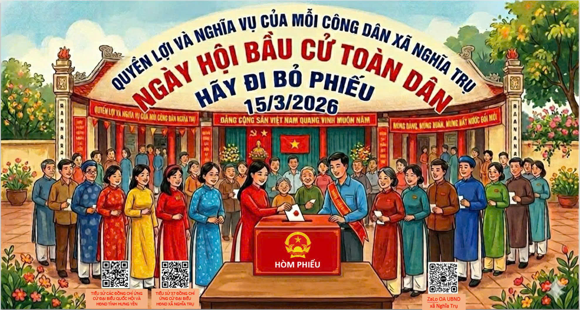 Thông báo tới toàn thể nhân dân về việc quét mã QR tìm hiểu tiểu sử người ứng cử Đại biểu HĐND các cấp