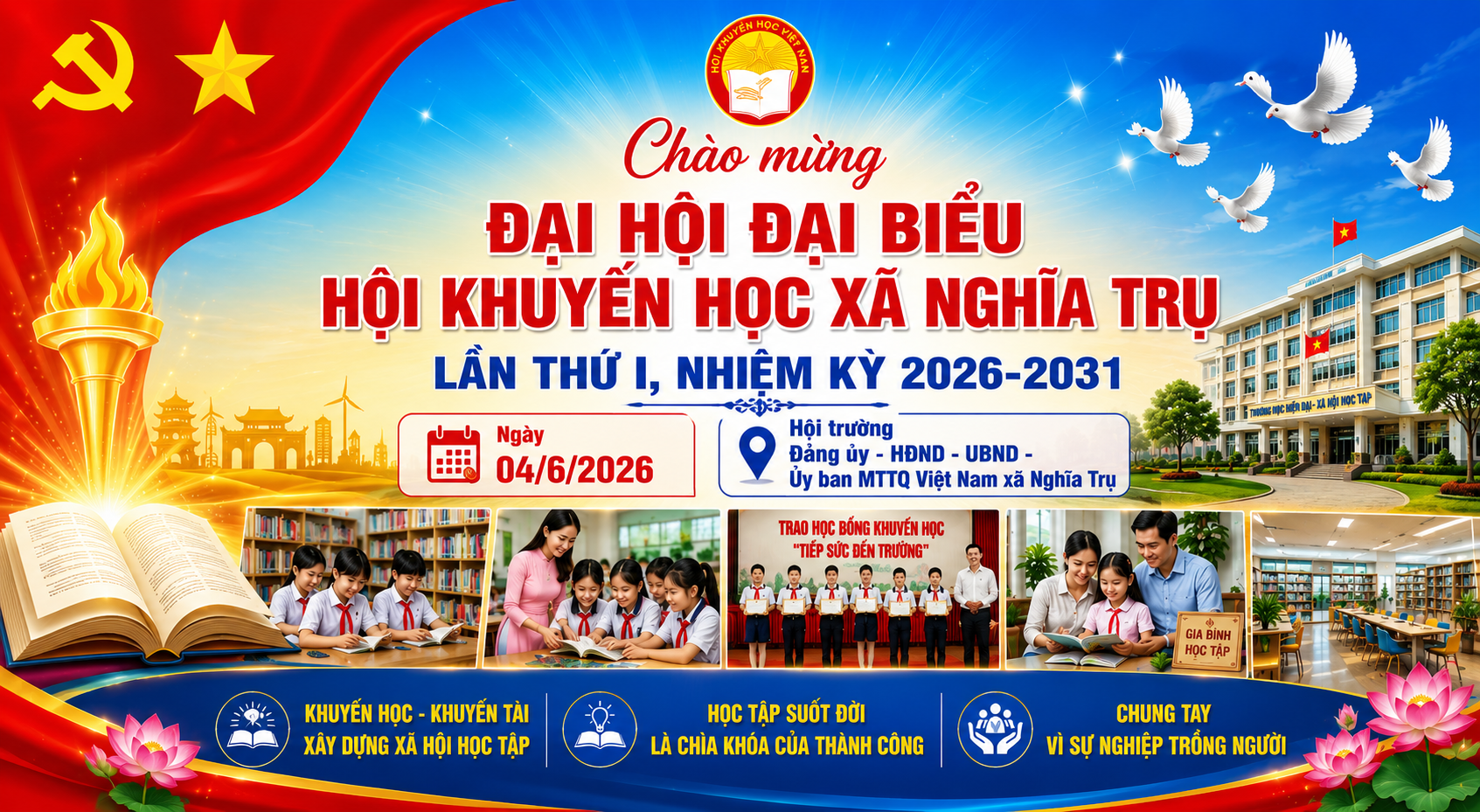 Chào mừng Đại hội đại biểu Hội khuyến học xã Nghĩa Trụ lần thứ I, nhiệm kỳ 2026-2031